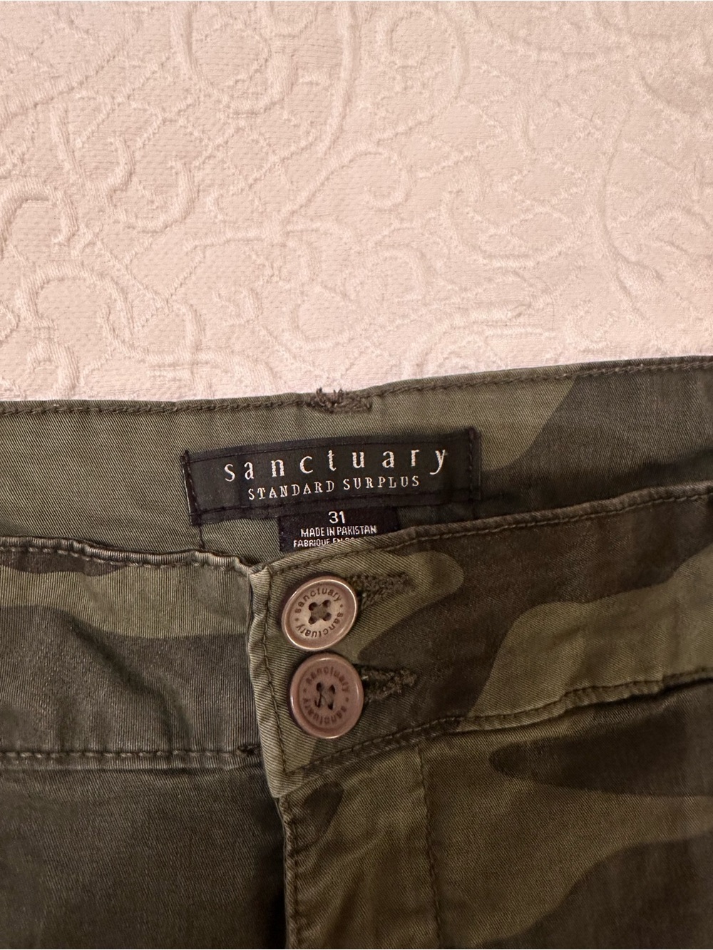 Sanctuary Camo Button-Front Utility Pants - Olive - Picture 3 of 5